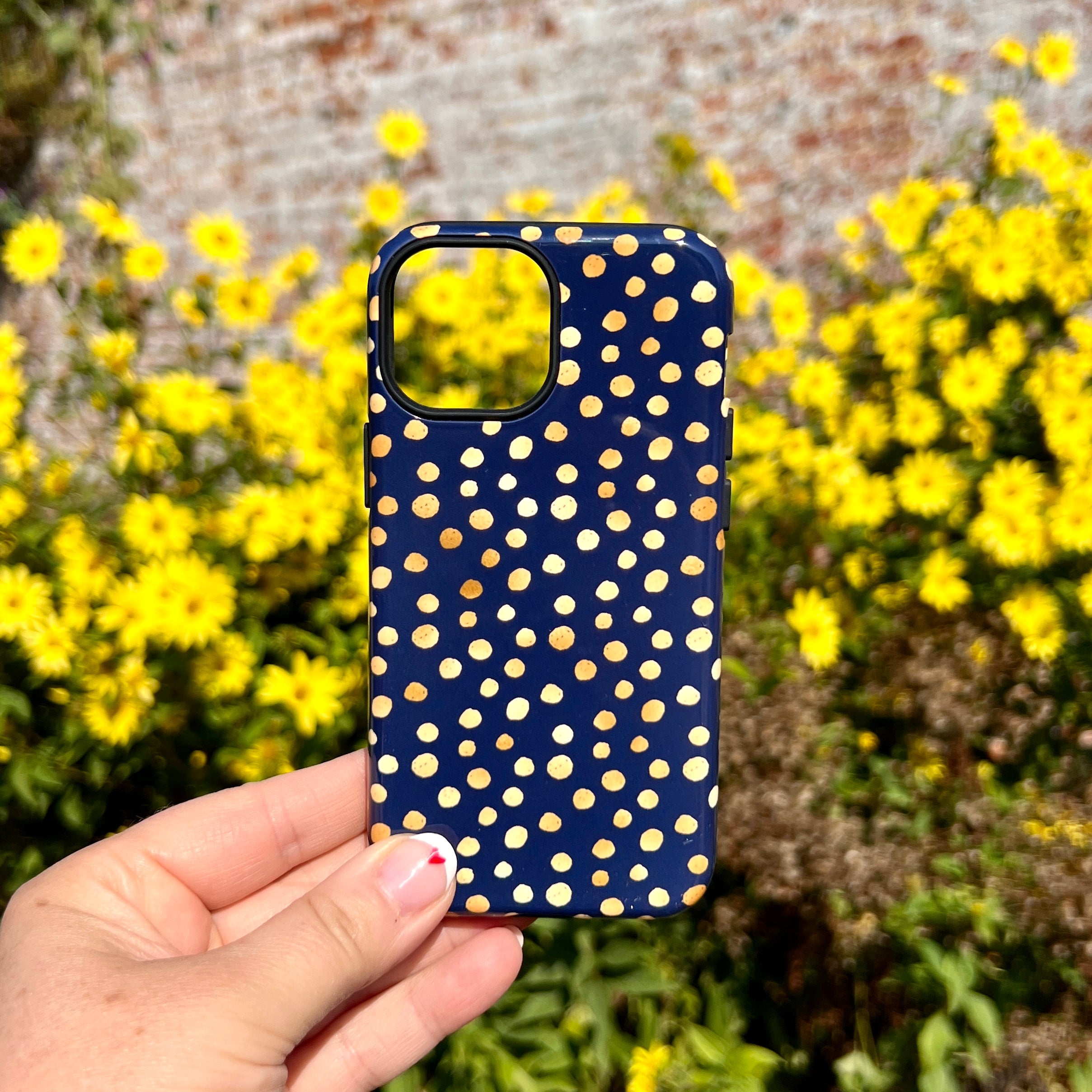 iPhone Tough Case - Navy Polka